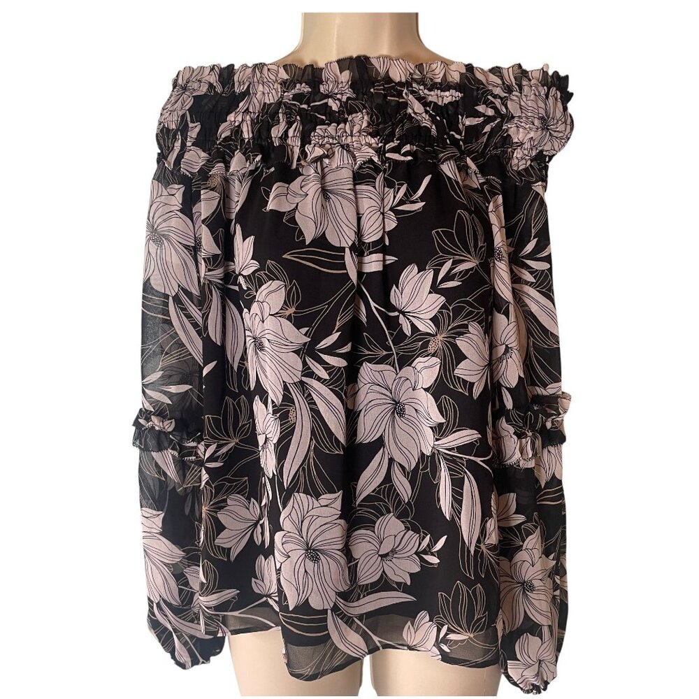 White House Black Market Floral Off The Shoulder Blouse S‎ Whimsigoth Romantic